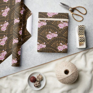 Japanischer Stil, Spaß und Rosen Geschenkpapier
