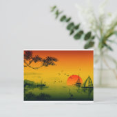 Japanischer Sunset Postkarte (Stehend Vorderseite)