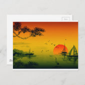 Japanischer Sunset Postkarte (Vorne/Hinten)