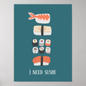 Japanischer Sushi-benutzerdefinierter Text Poster (Vorne)