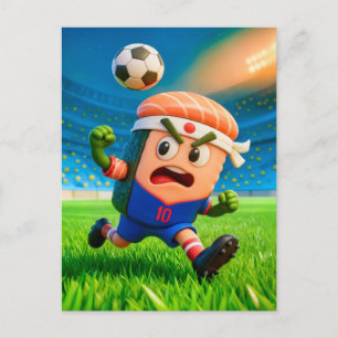 Japanischer Sushi-Roll-Fußballspieler im Stadion Postkarte
