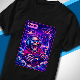 Japanischer Synthwave Sci-Fi UFO Skelett Cooler Ga T-Shirt