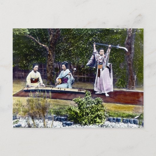 Japanischer Tänzer und Musiker Vintag Postkarte (Vorderseite)