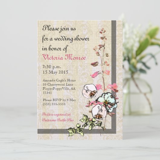 Japanischer Teegarten Hochzeit oder Dusche - Einladung (Stehend Vorderseite)