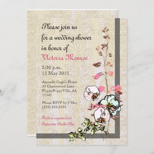 Japanischer Teegarten Hochzeit oder Dusche - Einladung (Vorne/Hinten)