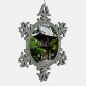 Japanischer Teegarten in San Francisco Schneeflocken Zinn-Ornament (Links)