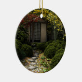 Japanischer Teehaus und Garten im Herbst Keramik Ornament (Rechts)