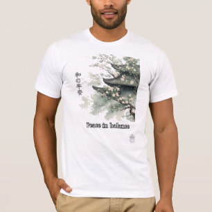 Japanischer Tempel Blüten Aquarell Kunstwerk T-Shirt