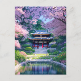 Japanischer Tempel in einem Atemberaubenden Garten Postkarte