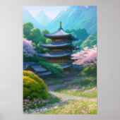 Japanischer Tempel inmitten einer wunderschönen La Poster (Vorne)