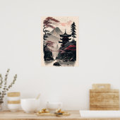 Japanischer Tempel-Landschaftsposter – Zen-Berg Poster (Küche)