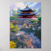 Japanischer Tempel, schöner Garten Poster (Vorne)