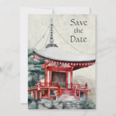 Japanischer Tempel und Bamboo Schöne Hochzeit Save The Date (Vorderseite)
