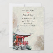 Japanischer Tempel und Bamboo Schöne Hochzeit Save The Date (Rückseite)