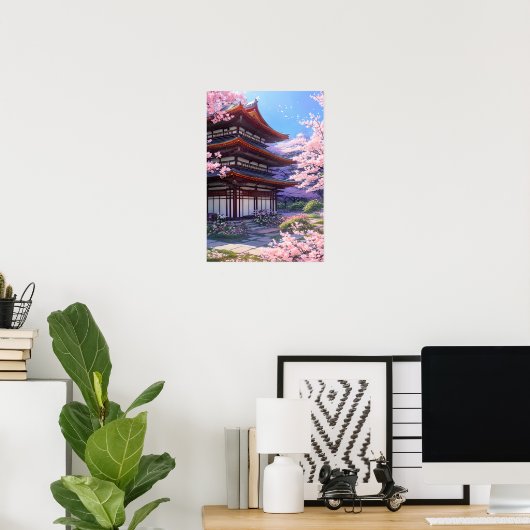 Japanischer Tempelgarten Poster (Heimbüro)