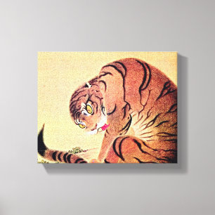 Japanischer Tiger Holzschnitt Vintage Kunst Ukiyo- Leinwanddruck