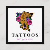 Japanischer Tiger Illustration Tattoo Artist Bold Quadratische Visitenkarte (Vorderseite)