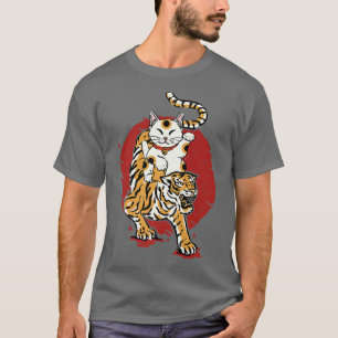 Japanischer Tiger Maneki Neko Lucky Cat Japanische T-Shirt