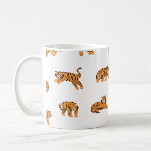 Japanischer Tiger: Nahtloses Vintage-Doodle-Muster Kaffeetasse