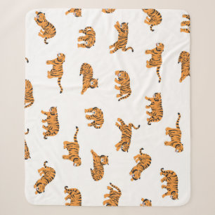 Japanischer Tiger: Nahtloses Vintage-Doodle-Muster Sherpadecke