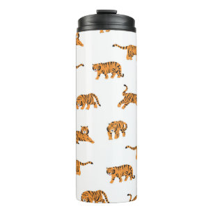 Japanischer Tiger: Nahtloses Vintage-Doodle-Muster Thermosbecher