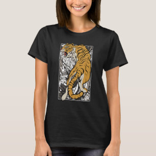 Japanischer Tiger Samurai Warrior Animal Fighting T-Shirt