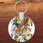Japanischer Tiger Tattoo Design Schlüsselanhänger (Vorderseite)