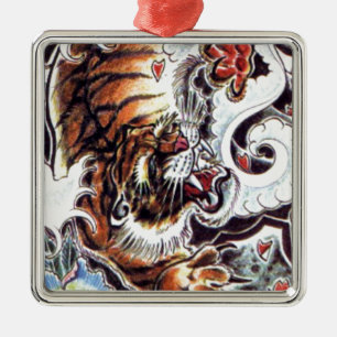 Japanischer Tiger Tattoo Ornament Aus Metall