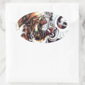 Japanischer Tiger Tattoo Ovaler Aufkleber (Tasche)