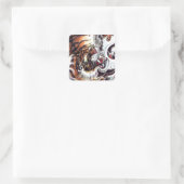 Japanischer Tiger Tattoo Quadratischer Aufkleber (Tasche)
