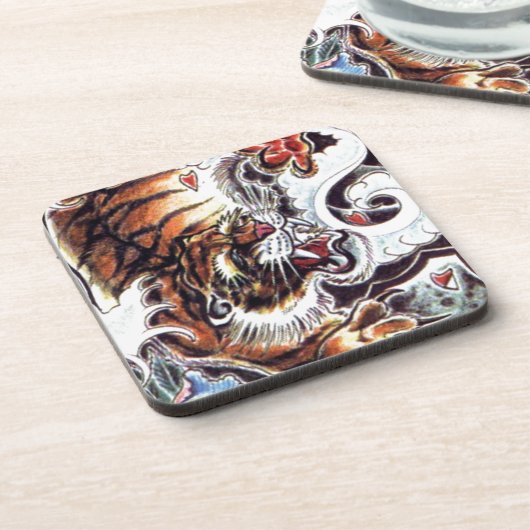 Japanischer Tiger Tattoo Untersetzer (Linke Seite)