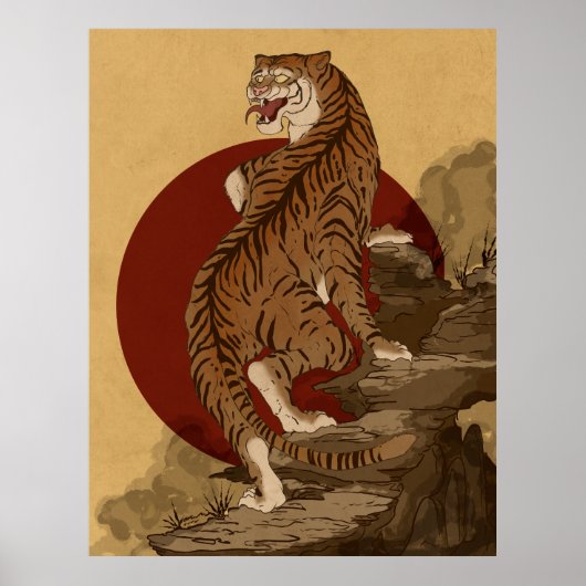 Japanischer Tiger Ukiyo-e-Stil Poster (Vorne)