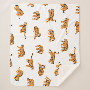 Japanischer Tiger: Vintag Doodle Nahtlos Sherpadecke