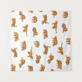 Japanischer Tiger: Vintag Doodle Nahtlos Wandteppich (Vorderseite (Horizontal))