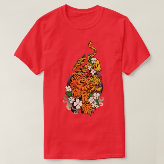 Japanischer Tiger Vintag Traditioneller asiatische T-Shirt (Design vorne)
