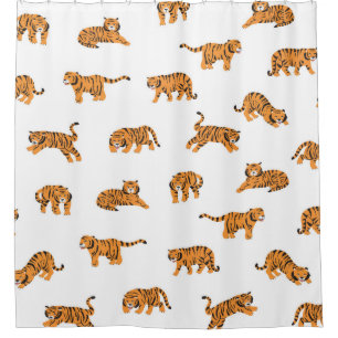 Japanischer Tigertierdoodle nahtlose Vintage Hand Duschvorhang