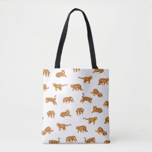 Japanischer Tigertierdoodle nahtlose Vintage Hand Tasche