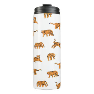 Japanischer Tigertierdoodle nahtlose Vintage Hand Thermosbecher