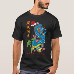 Japanischer Tokyo Dragon Asian Retro 80u2019s Styl T-Shirt