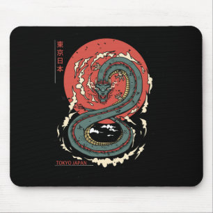 Japanischer Tokyo Dragon Asiatische Vintage Tattoo Mousepad