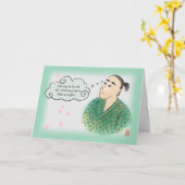 Japanischer Typ in Yukata auf Minze für Ihn oder i Karte (Gelbe Blume)