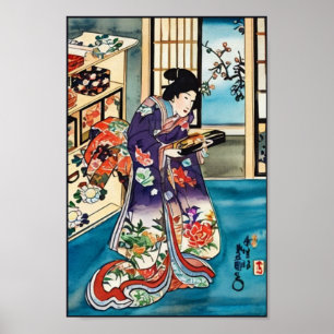 Japanischer Vintage-Ukiyo-e-Geisha von Utagawa-Pos Poster