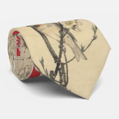 japanischer Vogel- und Blütendruck Krawatte (Gerollt)