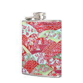 Japanischer Washi Red Floral Origami Yuzen Hip Fla Flachmann (Links)