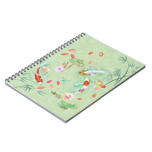 Japanischer Wassergarten auf einem hellgrünen Note Notizblock (Linke Seite)