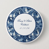 Japanischer Wassergarten in einem blauen weißen Po Button (Vorderseite)