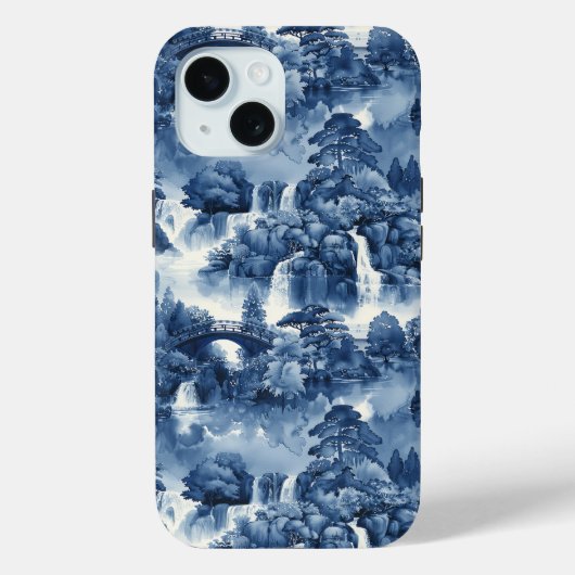 Japanischer Wassergarten in einem blauen weißen Po Case-Mate iPhone Hülle (Rückseite)