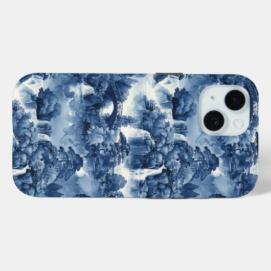 Japanischer Wassergarten in einem blauen weißen Po Case-Mate iPhone Hülle (Rückseite (Horizontal))