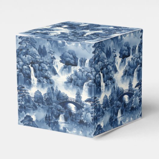 Japanischer Wassergarten in einem blauen weißen Po Geschenkschachtel (Vorderseite)