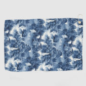 Japanischer Wassergarten in einem blauen weißen Po Golfhandtuch (Horizontal)